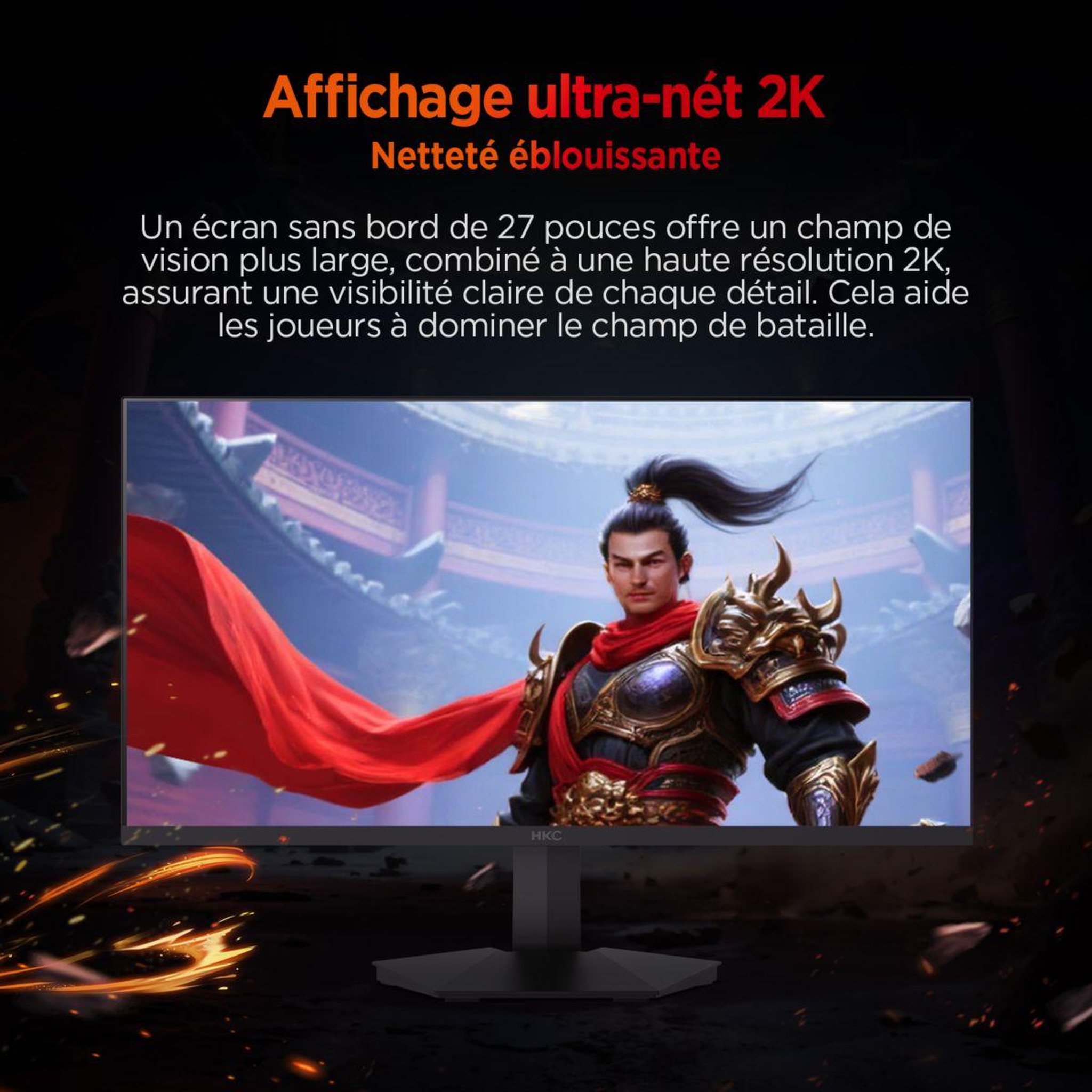 Voir la diapositive 2 : HKC Ecran pc gamer 27  qhd 200 hz fast ips hdr400 pied ergonomique - g27h2p