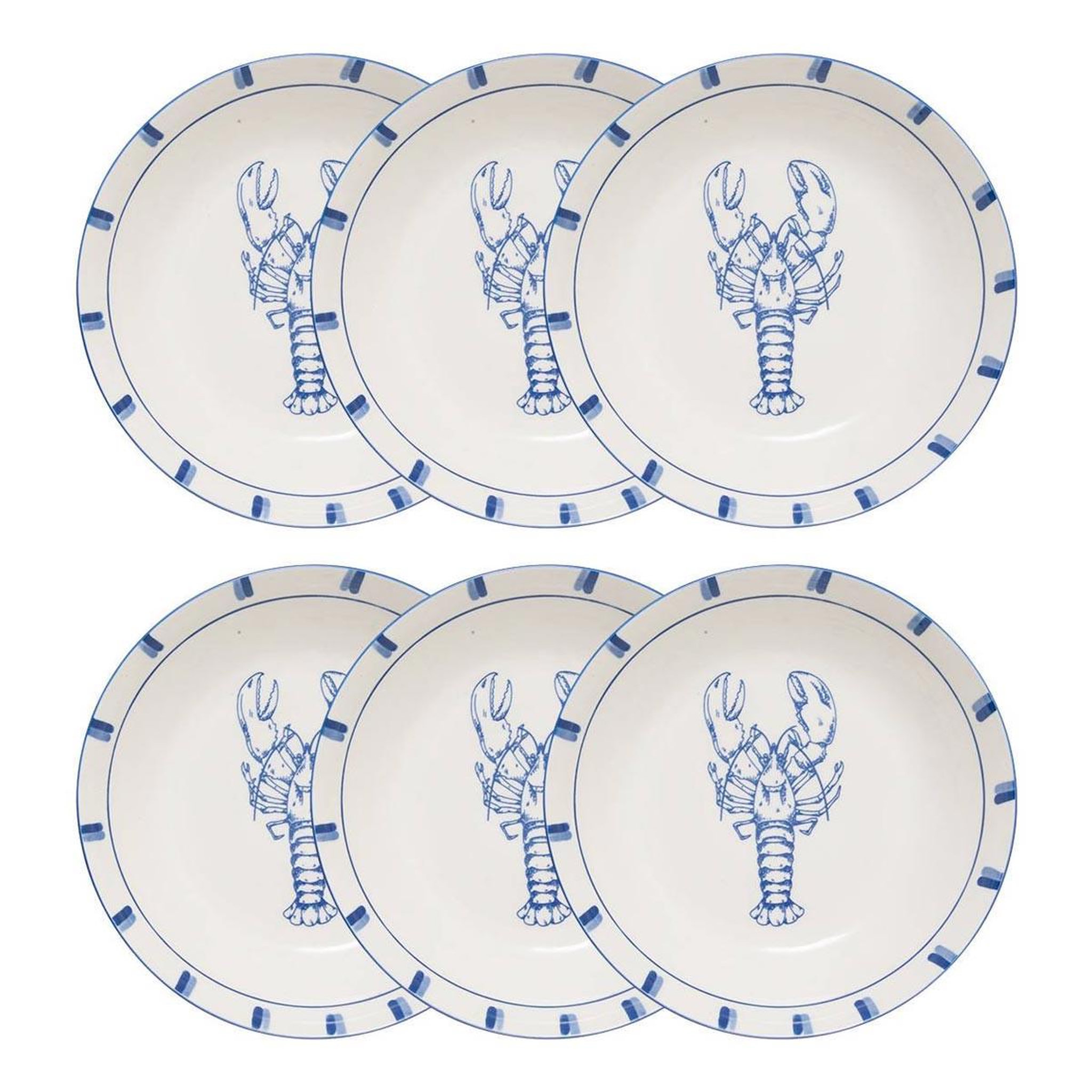 Voir la diapositive 3 : SECRET DE GOURMET Lot de 6 assiettes creuses  océania  20cm bleu
