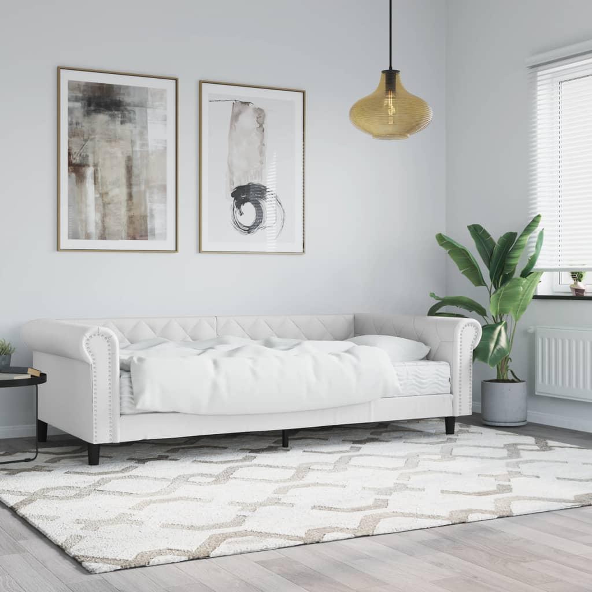VIDAXL Lit de jour avec matelas blanc 90x200 cm similicuir