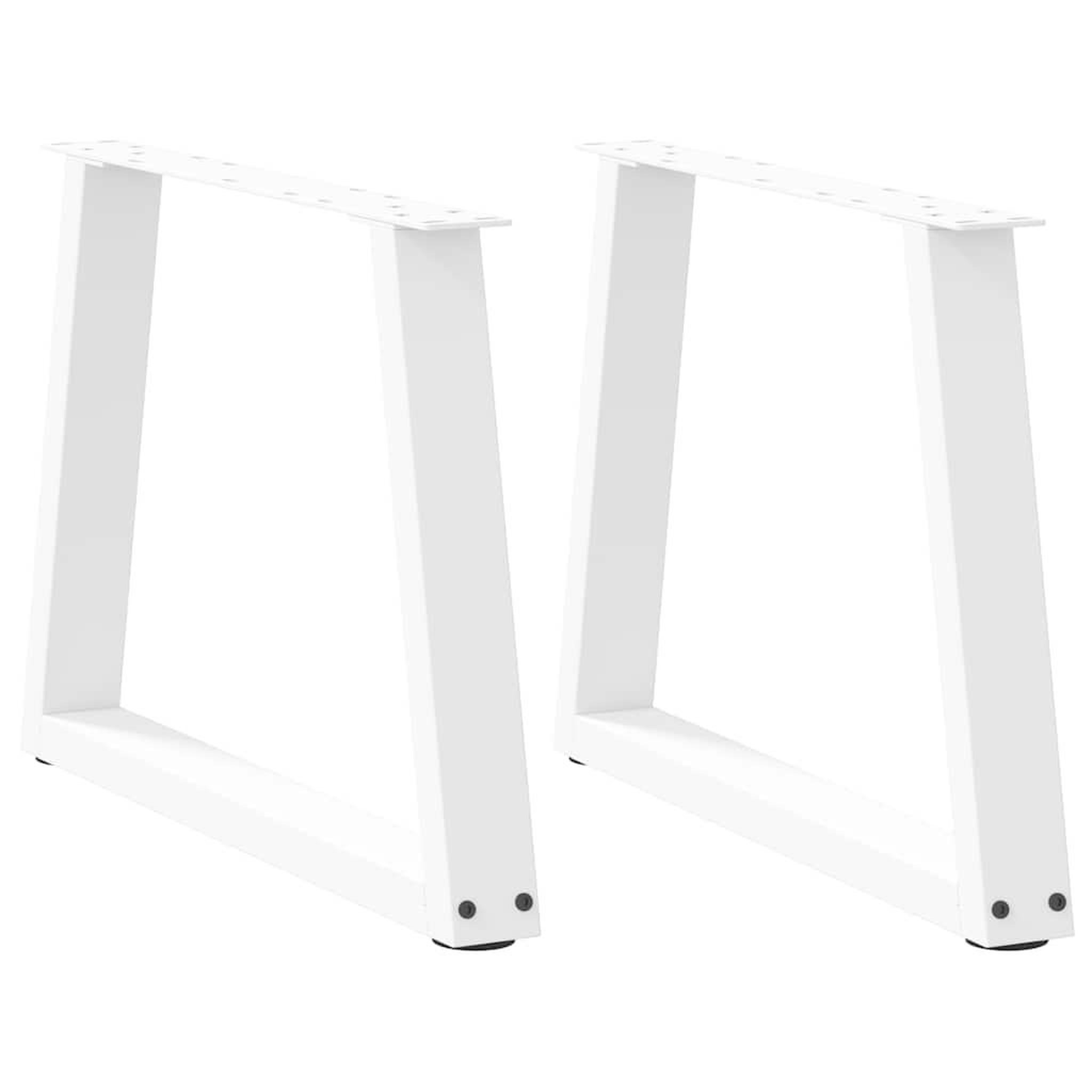 VIDAXL Pieds de table a manger forme V 2pcs blanc 70x(42-43,3)cm acier