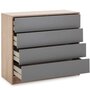 Voir la diapositive 2 : VS VENTA-STOCK Commode de Nuit Panama 4 tiroirs, Couleur Bois et Gris, 80 cm Largeur