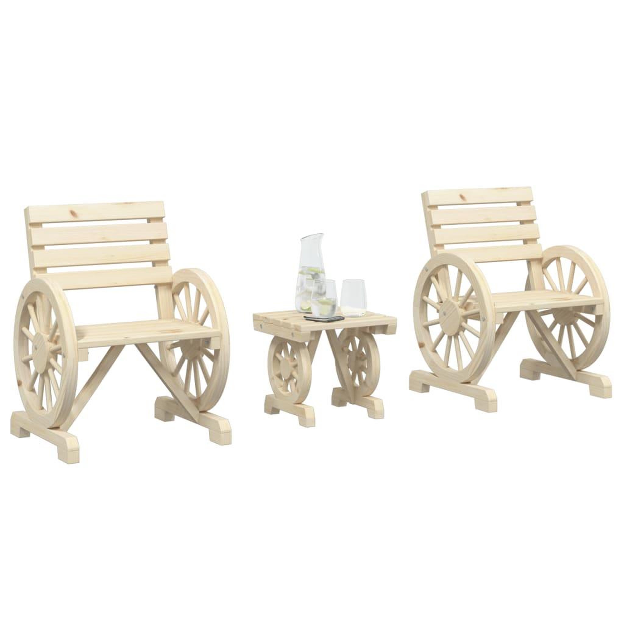 VIDAXL Salon de jardin 3 pcs bois de sapin massif