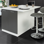 Voir la diapositive 2 : ID MARKET Ilot central IVO 120 cm blanc et gris avec plan de travail