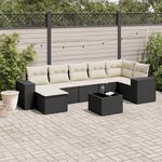 VIDAXL Salon de jardin 8 pcs avec coussins noir resine tressee