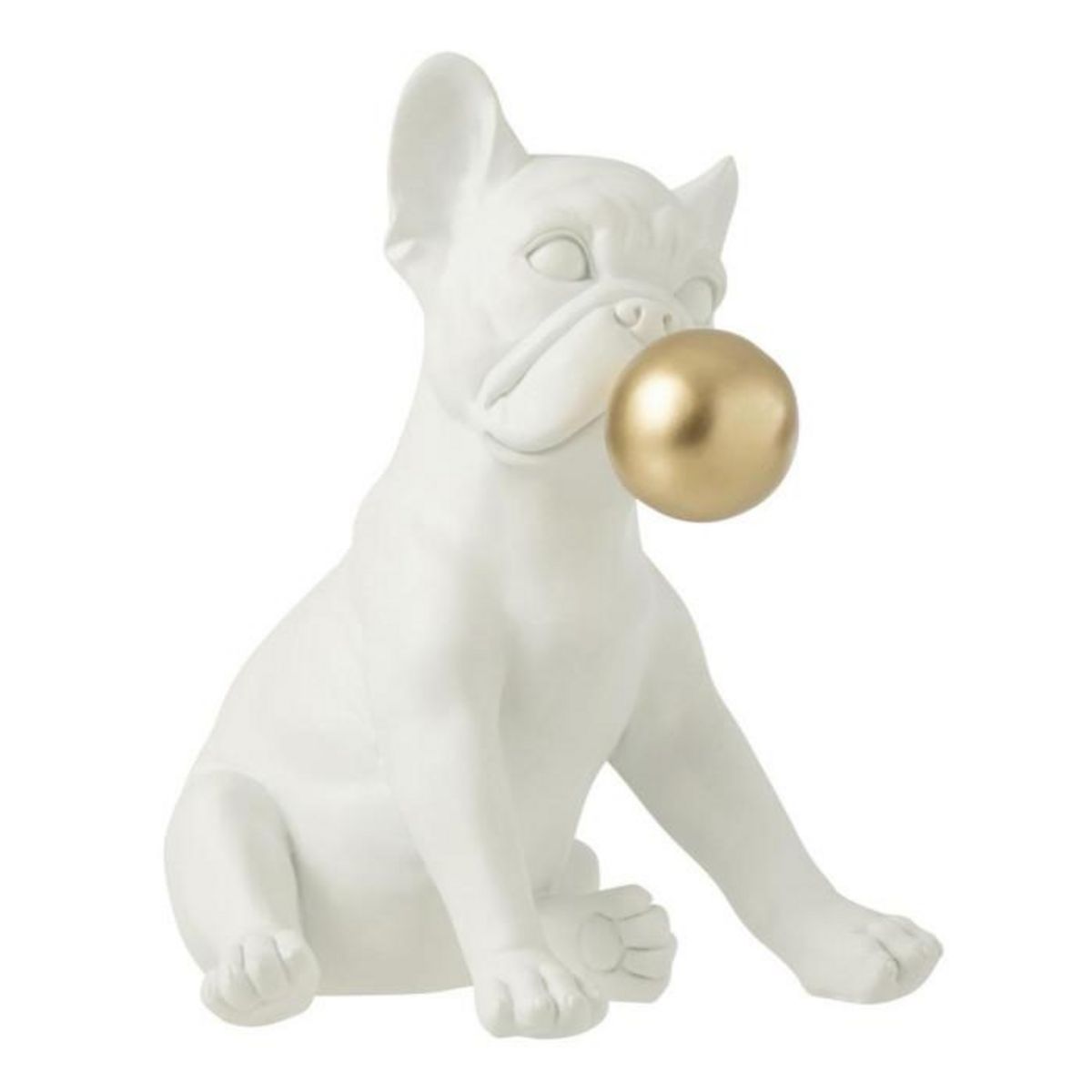 Paris Prix Statuette Déco Chien  Bulle  27cm Blanc