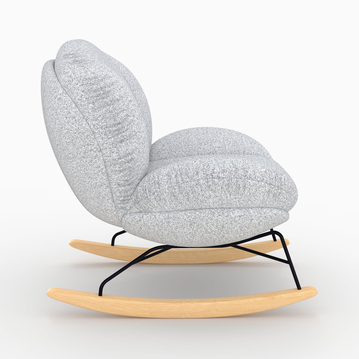 MAISON PAVANE Rocking chair en tissu bouclette gris chiné-Lenny
