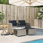 Voir la diapositive 3 : VIDAXL Canape de jardin 2 places avec table tabourets gris clair rotin