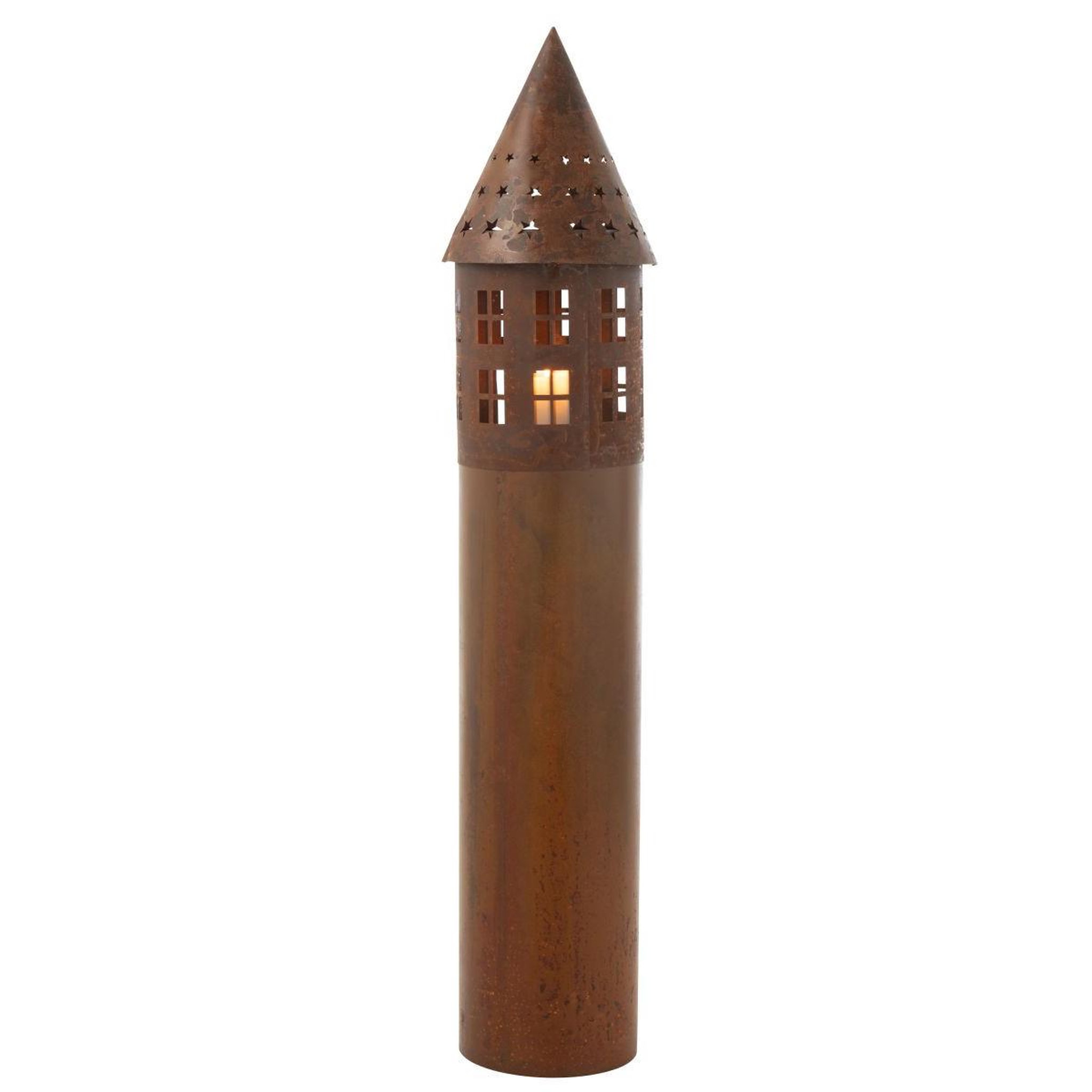Voir la diapositive 5 : J-LINE Photophore Déco en Métal  Étoile  135cm Rouille