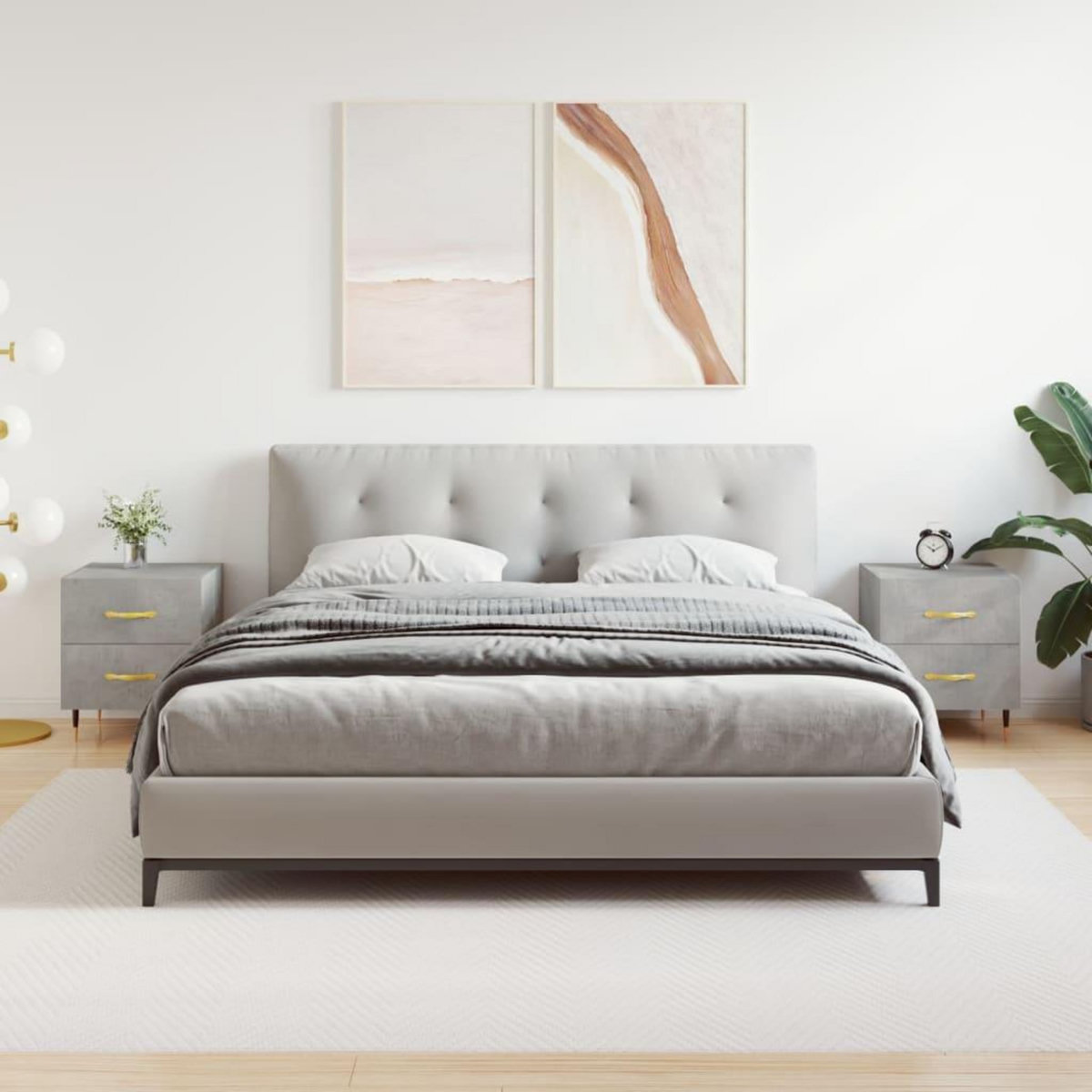 VIDAXL Tables de chevet 2pcs gris beton 40x35x47,5cm bois d'ingenierie