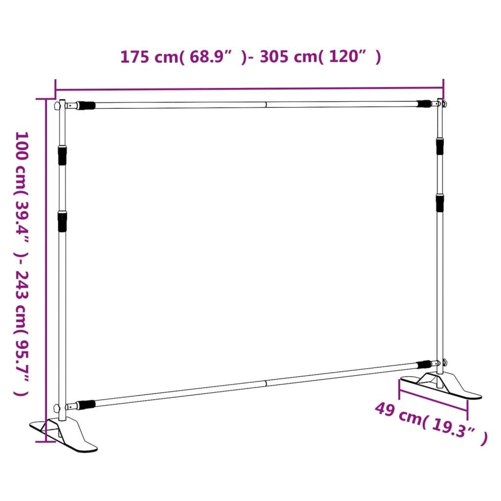 Voir la diapositive 6 : VIDAXL Support de toile de fond noir 305x243 cm acier