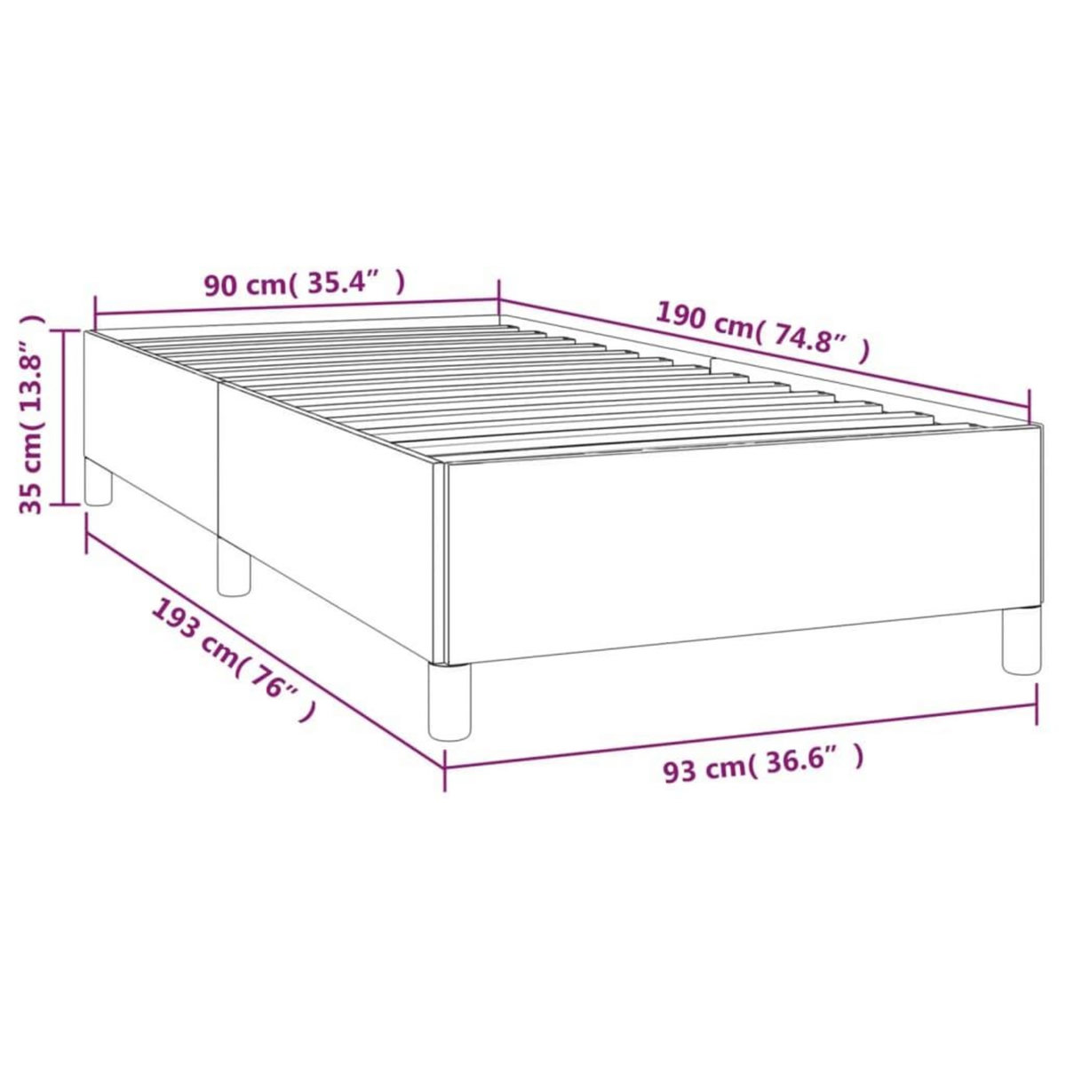 VIDAXL Cadre de lit sans matelas vert 90x190 cm tissu