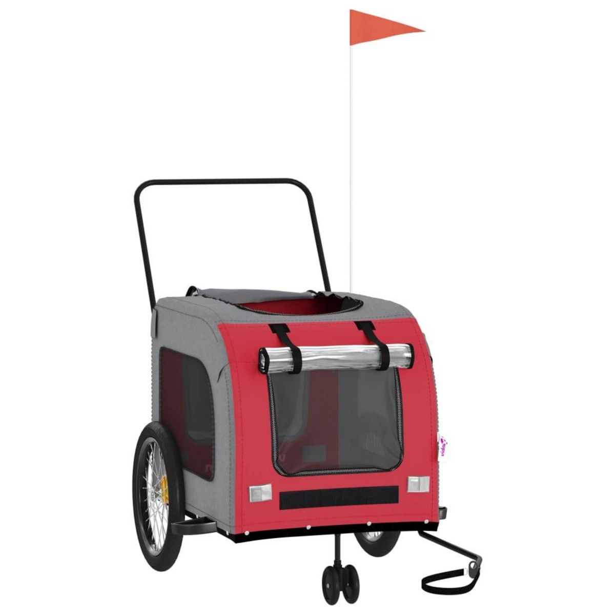 VIDAXL Remorque de velo pour animaux de compagnie rouge et gris