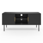 Voir la diapositive 3 : ID MARKET Meuble TV 110 cm MARCEL 2 portes lattes tasseau bois noir