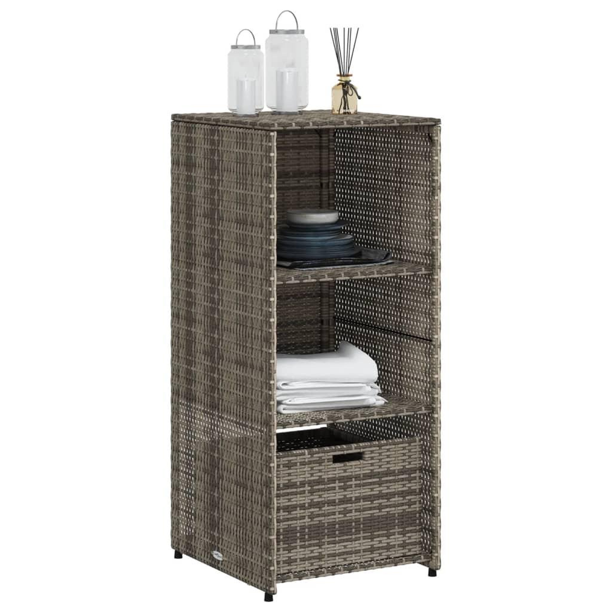 Voir la diapositive 4 : VIDAXL Armoire de rangement de jardin gris 50x55x115 cm resine tressee