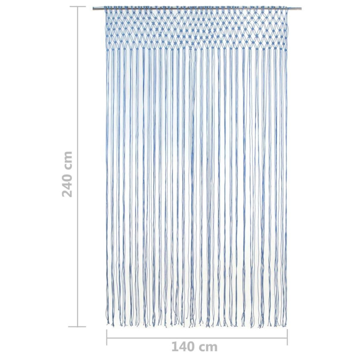 VIDAXL Rideau en macrame Bleu 140x240 cm Coton