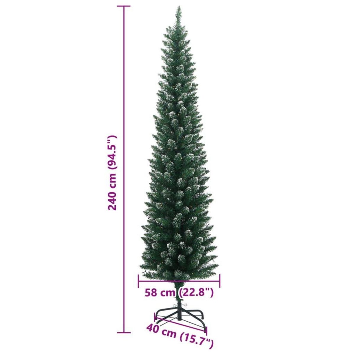 VIDAXL Sapin de Noël artificiel mince 300 LED 240 cm