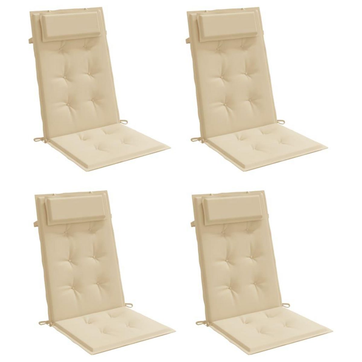 VIDAXL Coussins de chaise a dossier haut lot de 4 beige tissu oxford