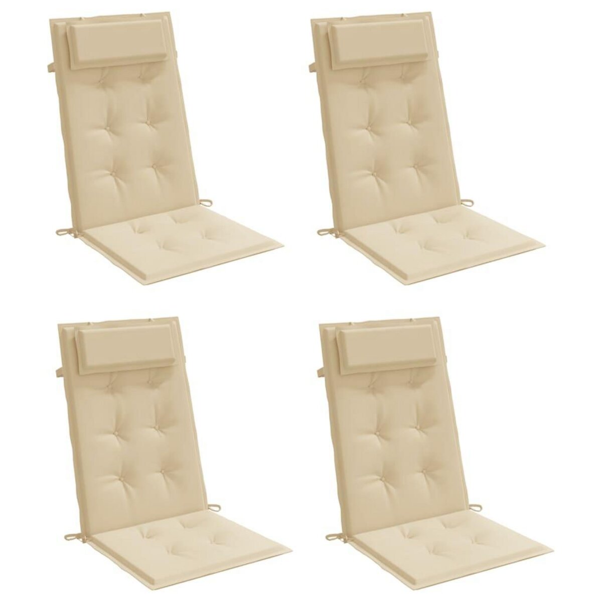 VIDAXL Coussins de chaise a dossier haut lot de 4 beige tissu oxford