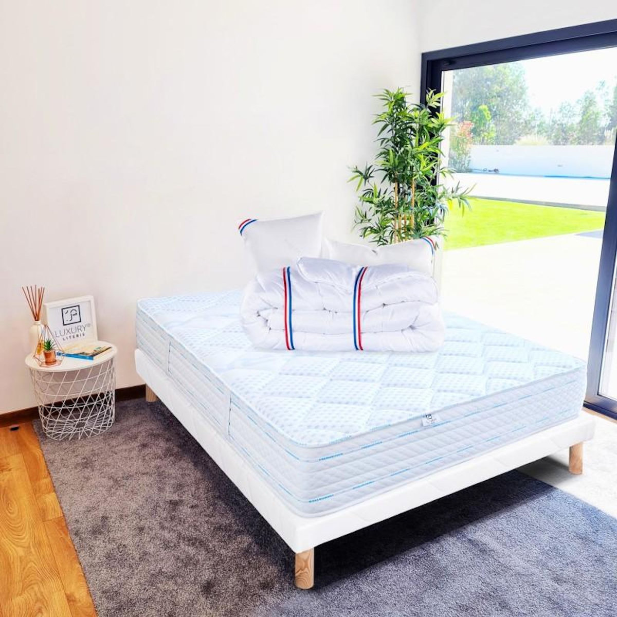 LUXURY LITERIE Ensemble literie mousse, Thermotec Ferme, Blanc