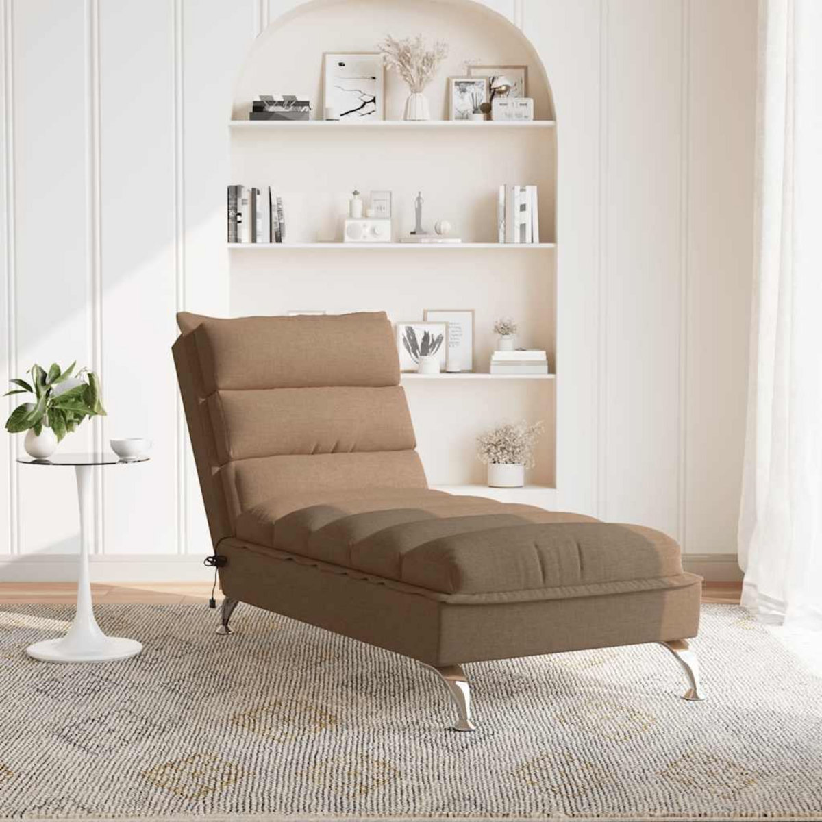 VIDAXL Chaise longue de massage avec coussins marron tissu