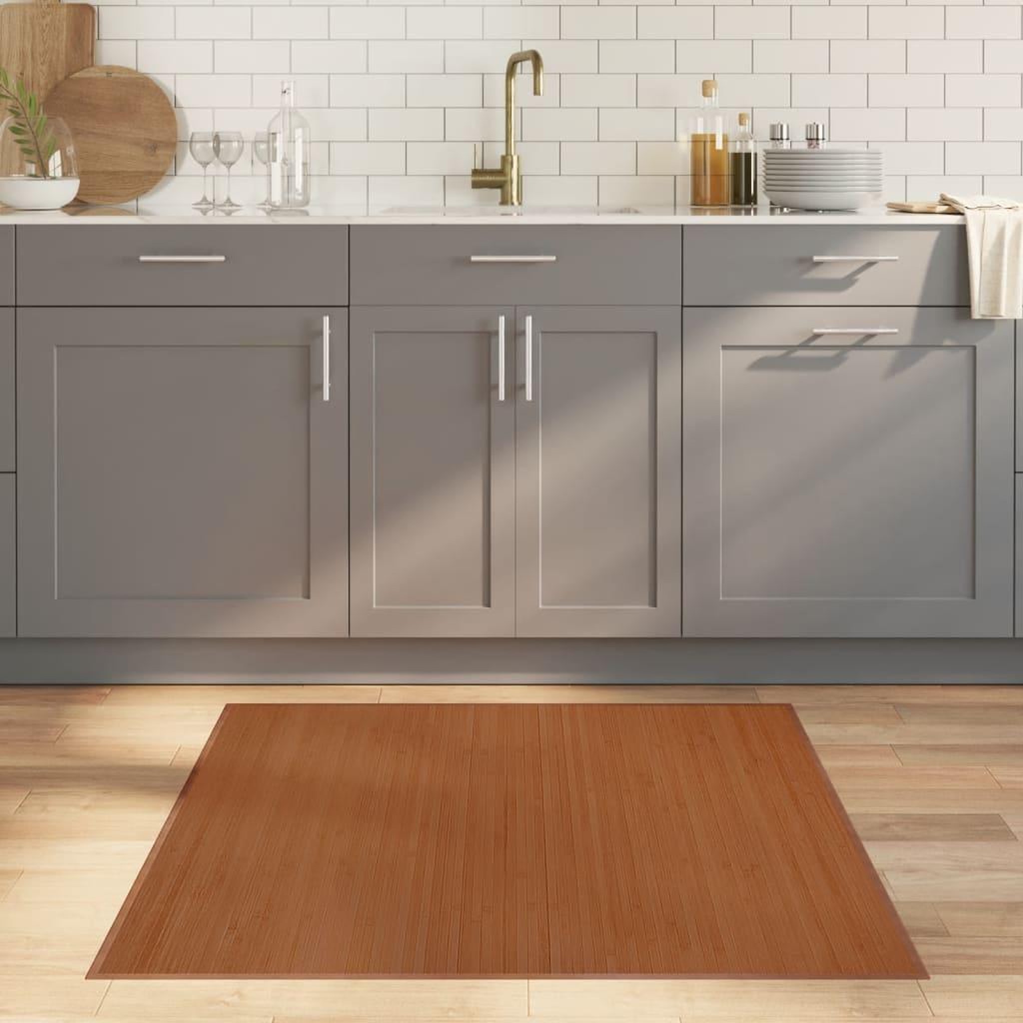 Voir la diapositive 1 : VIDAXL Tapis carre marron 100x100 cm bambou