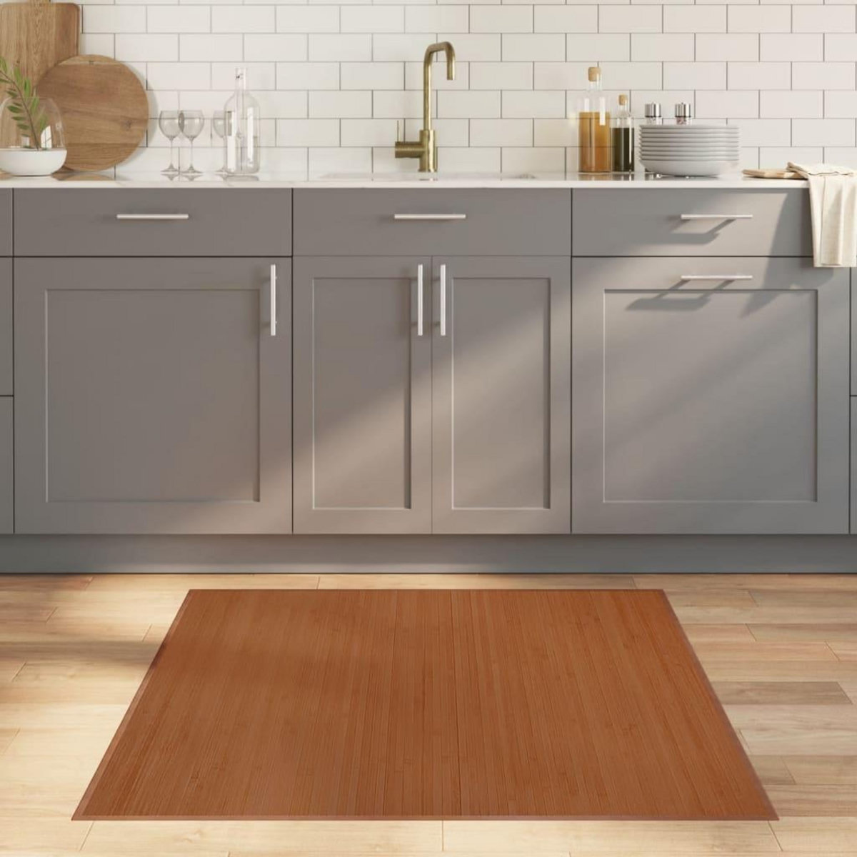 VIDAXL Tapis carre marron 100x100 cm bambou