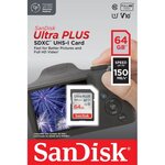 SANDISK Carte mémoire SD SanDisk Ultra Plus SDXC 64 Go 150 MB s Gris et Rouge