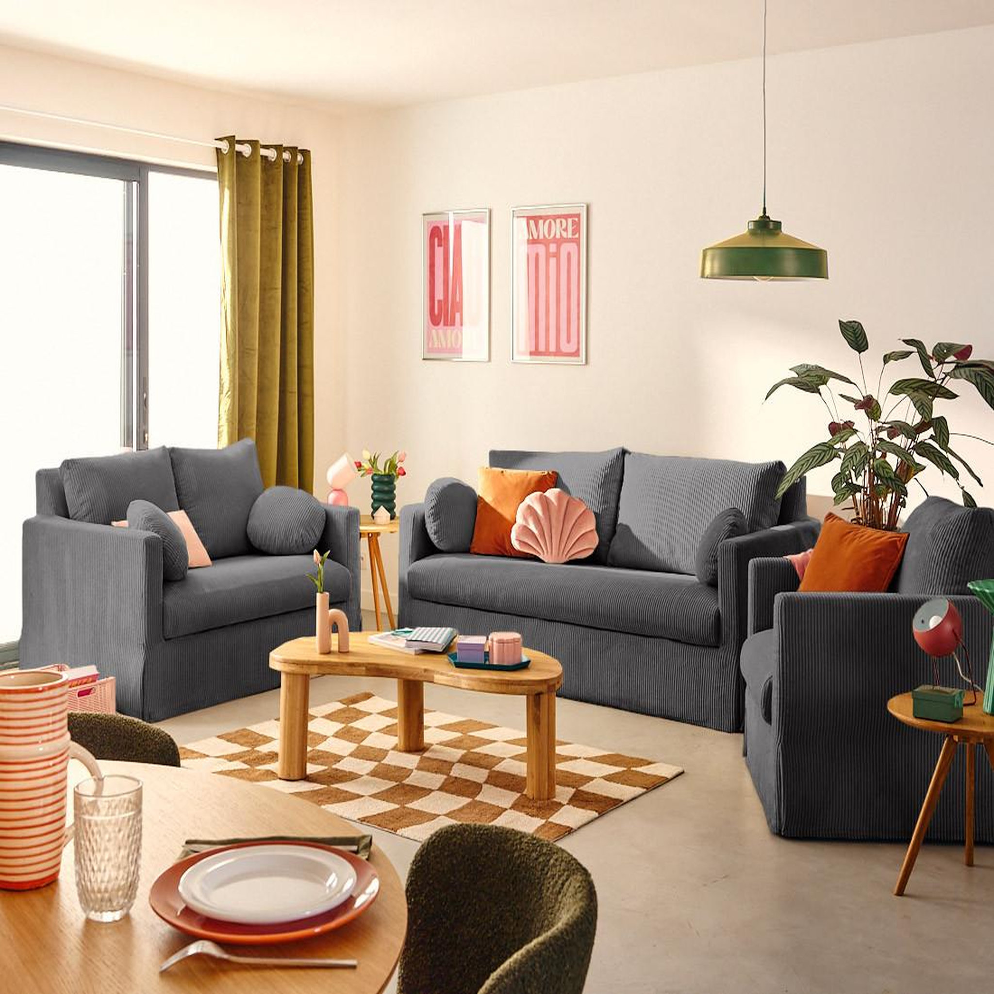 Voir la diapositive 2 : LISA DESIGN Serena - fauteuil déhoussable en velours côtelé