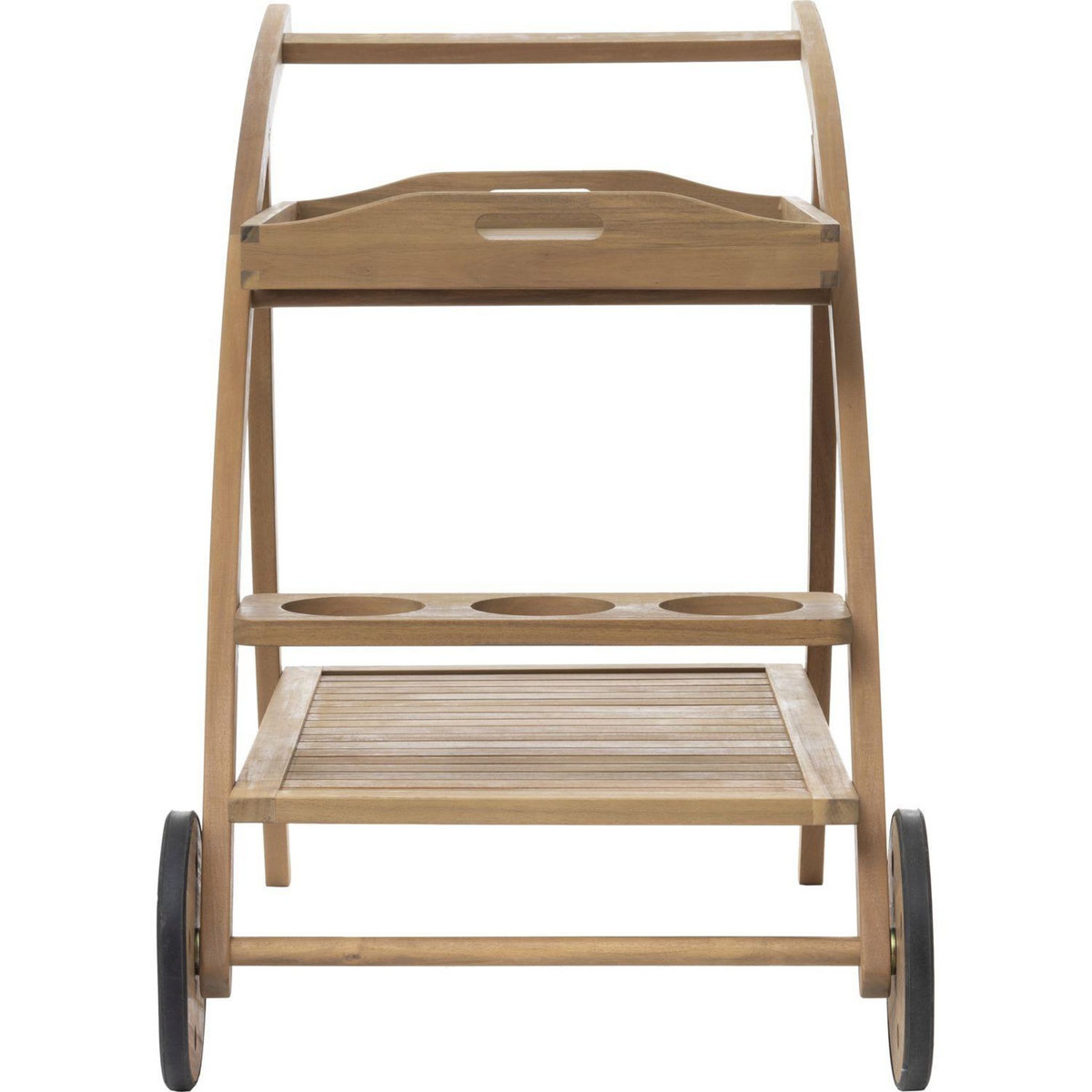 HESPERIDE Desserte de jardin en bois à roulettes Tiwi - L. 105 x H. 78 cm - Beige