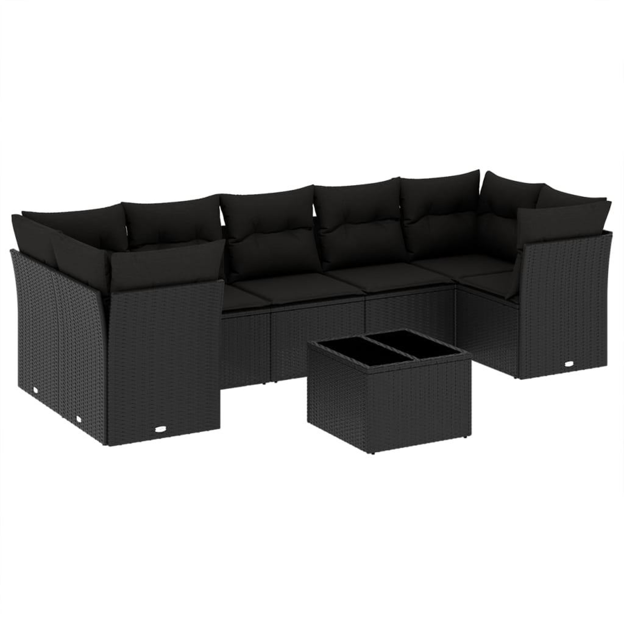 Voir la diapositive 2 : VIDAXL Salon de jardin 8 pcs avec coussins noir resine tressee