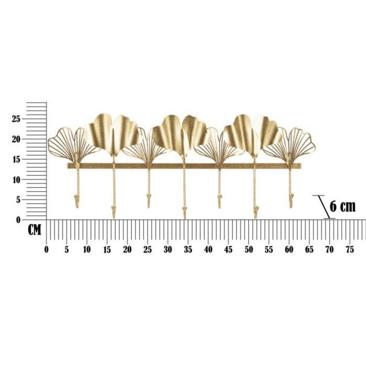 Paris Prix Patère Murale Design 7 Crochets  Leaves  66cm Or