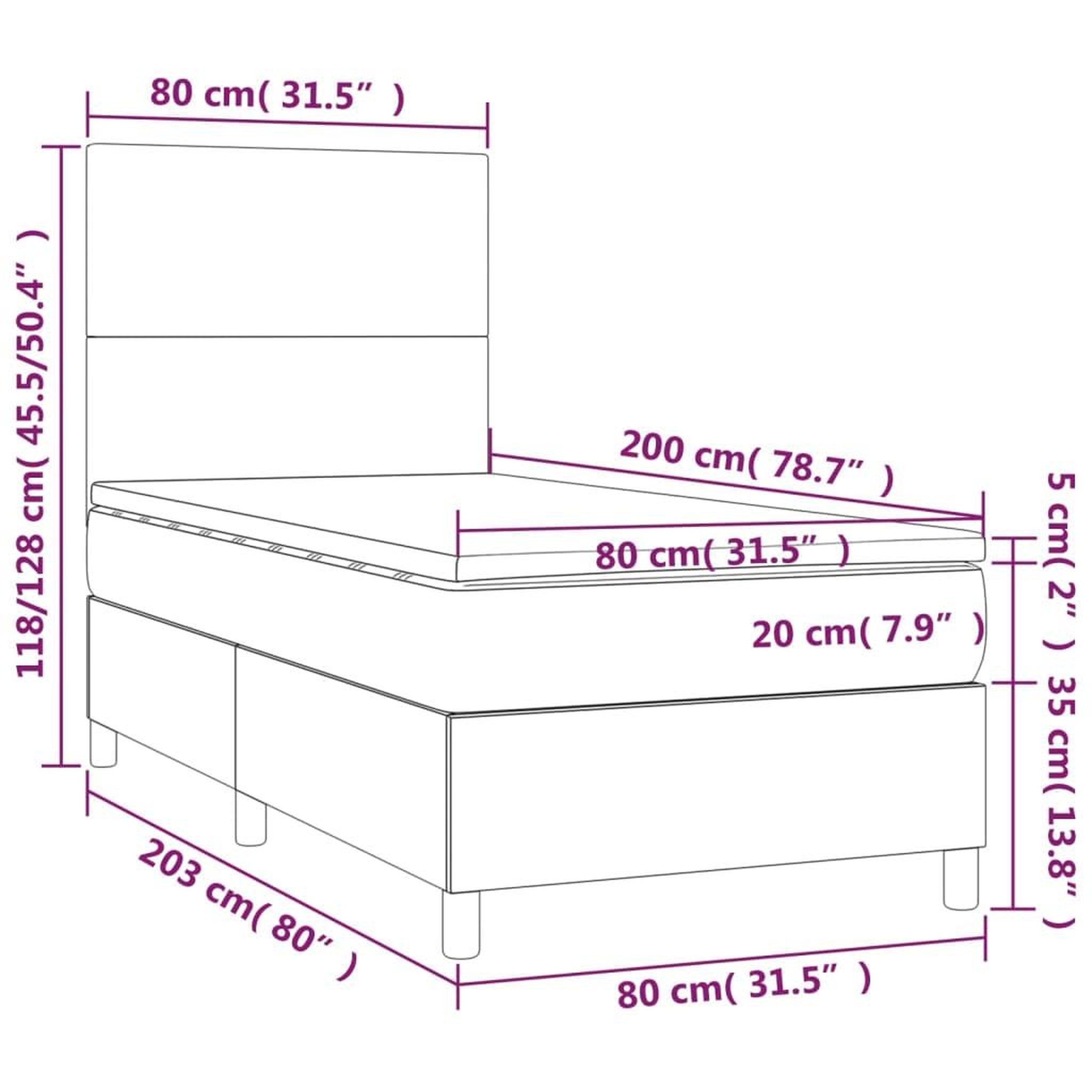 Voir la diapositive 6 : VIDAXL Sommier a lattes de lit avec matelas et LED Gris fonce 80x200cm