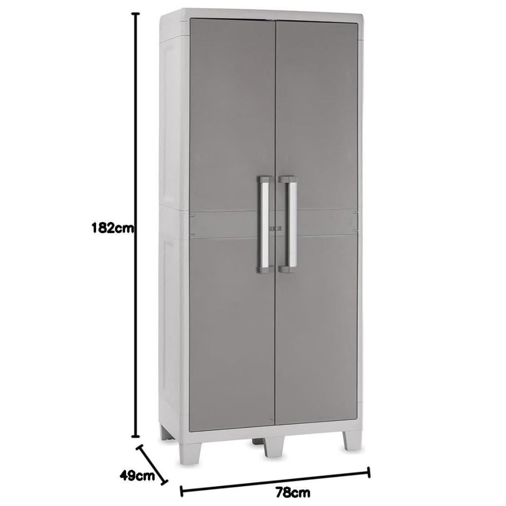 Voir la diapositive 4 : Toomax Armoire de Rangement Haute Grise 78x49x182cm 120kg Résine étagères réglables Rangement Extérieur Interieur Garage Jardin TOOMAX