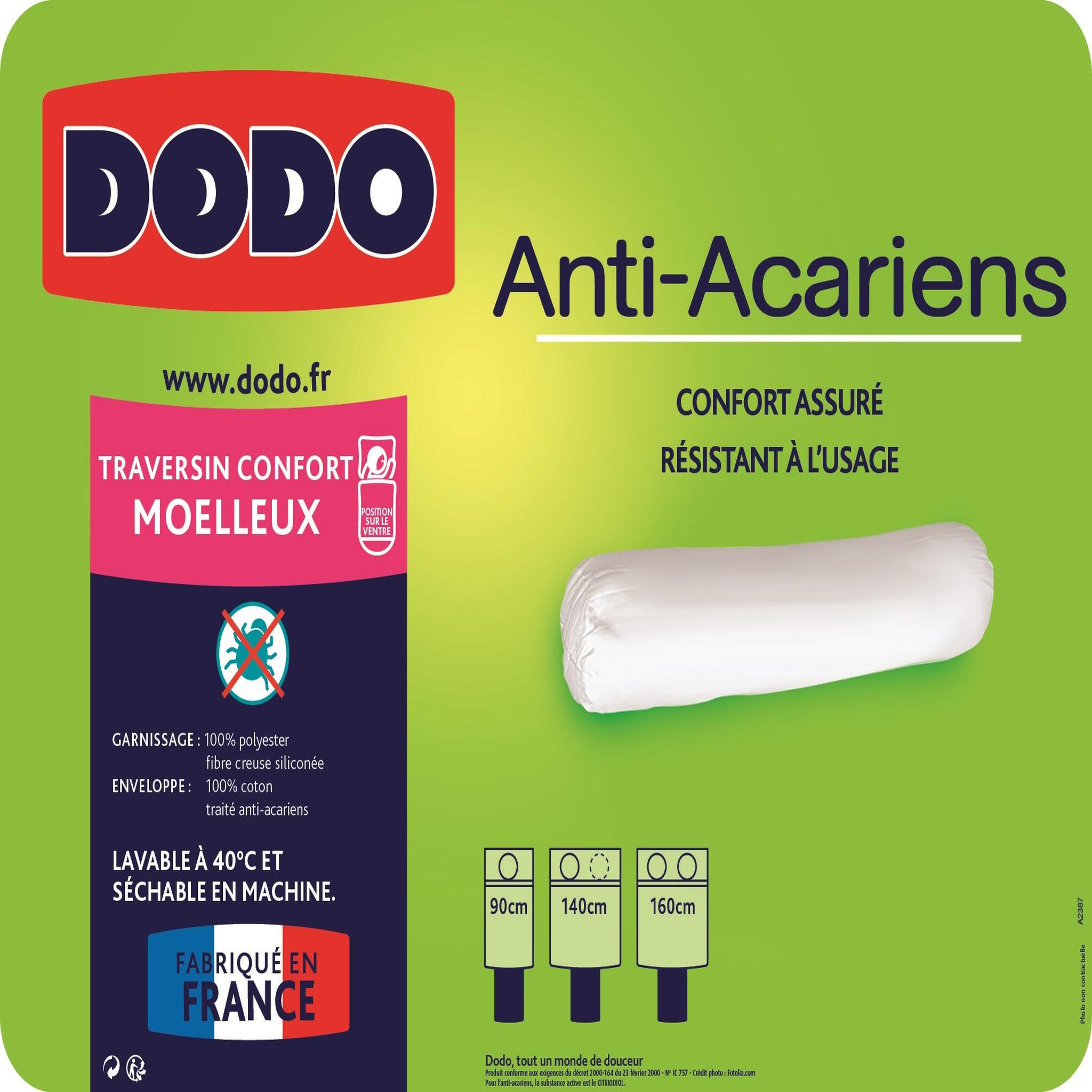 Voir la diapositive 3 : DODO Traversin DODO ANTI-ACARIENS