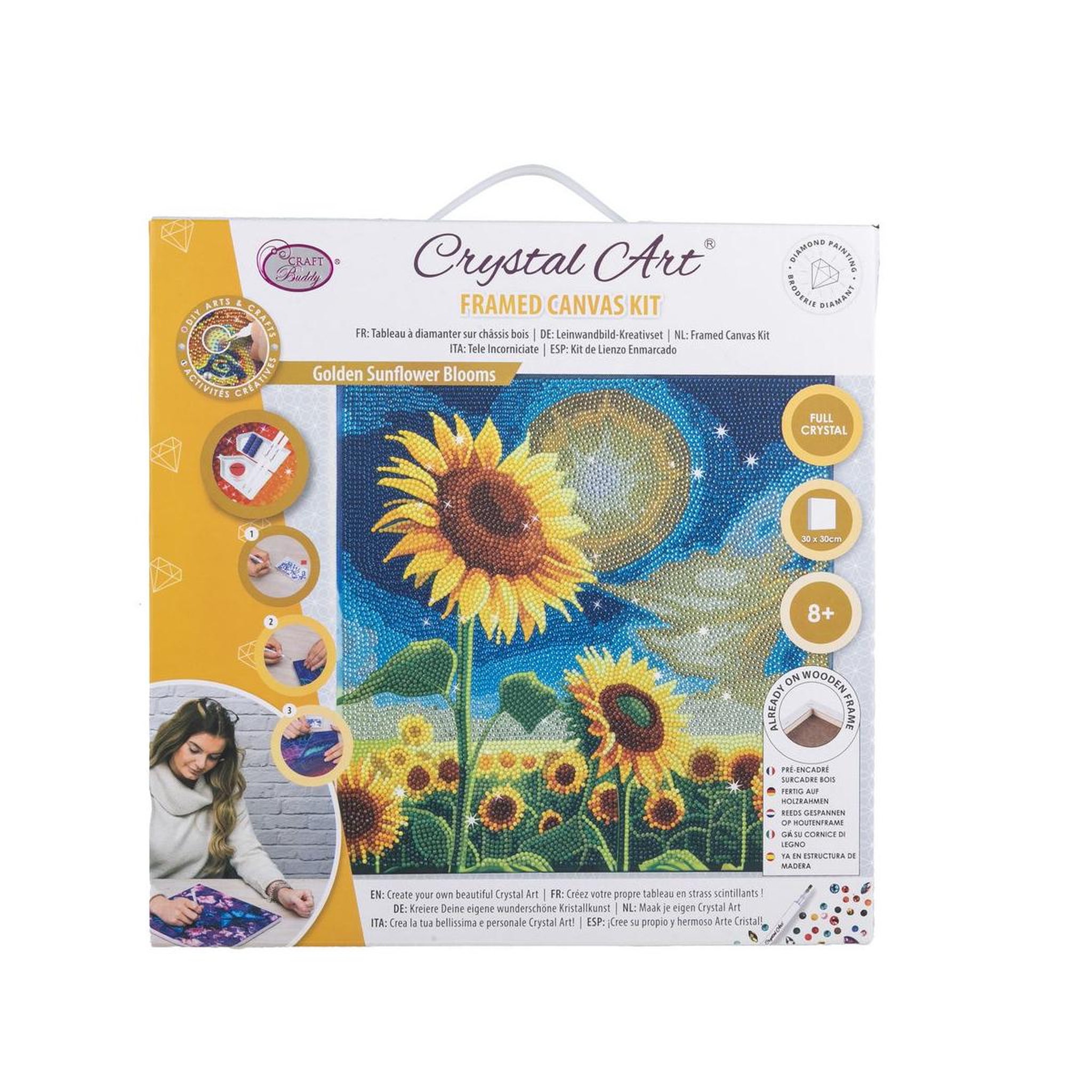 Voir la diapositive 2 : Oz International Kit tableau à diamanter 30x30cm Champs de tournesol