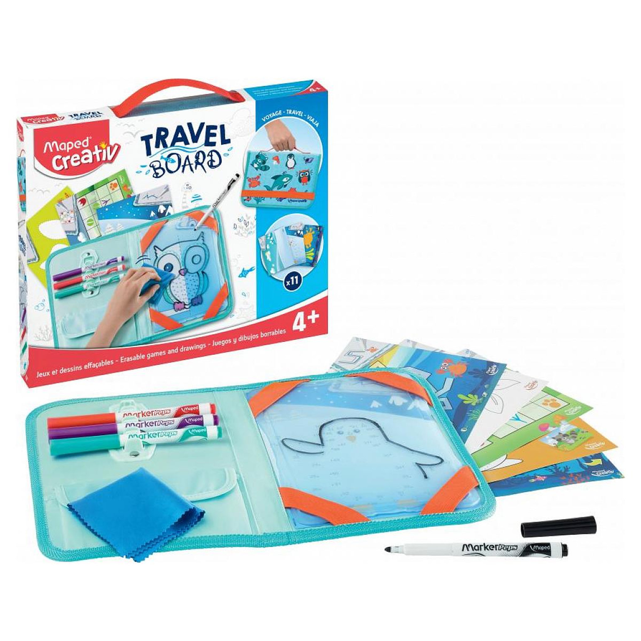 Voir la diapositive 2 : MAPED Travel board -jeux et dessins effacables ardoise transparente