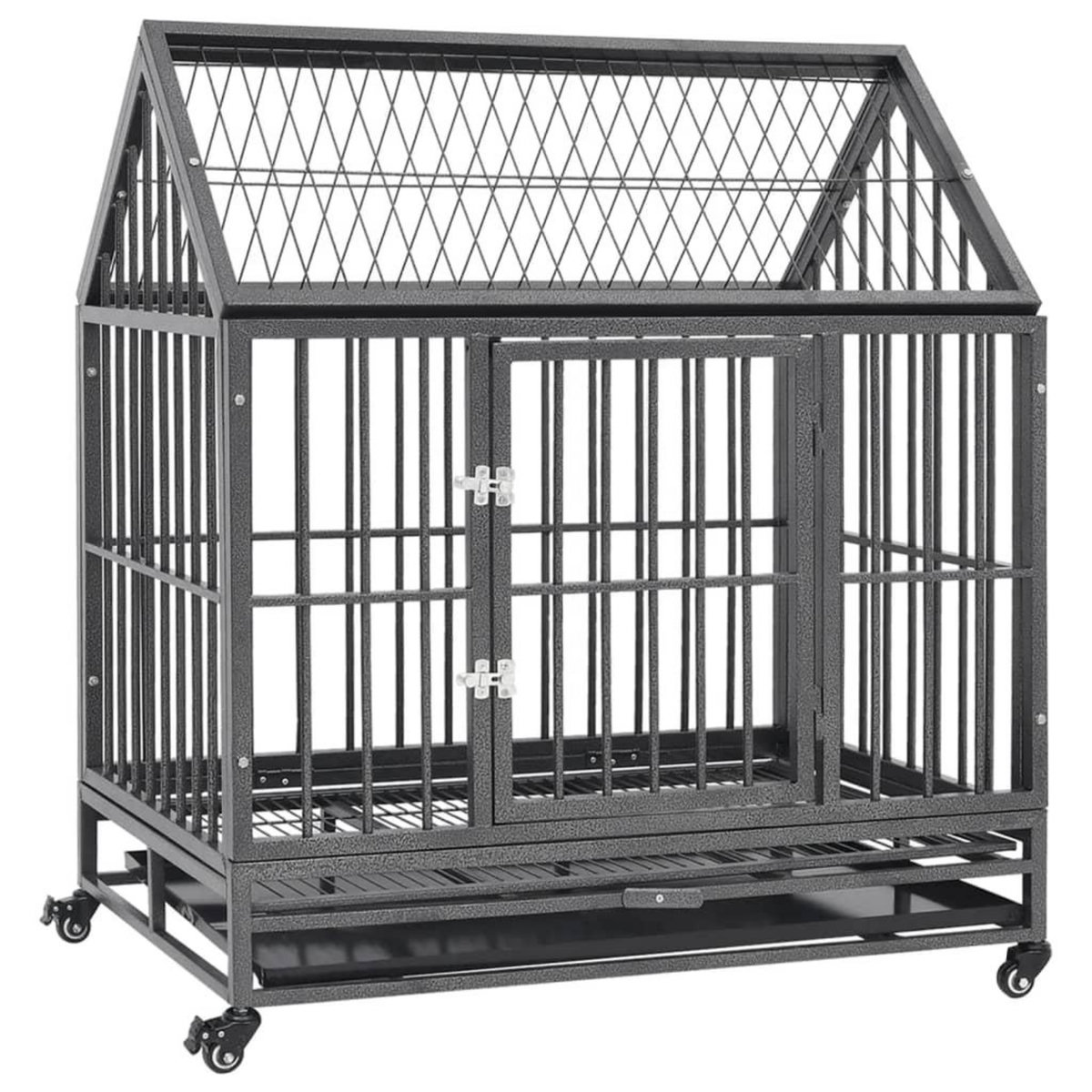 VIDAXL Cage pour chien avec roues et toit Acier 92x62x106 cm