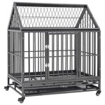 VIDAXL Cage pour chien avec roues et toit Acier 92x62x106 cm