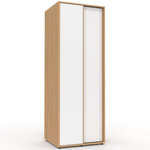 ID MARKET Armoire 2 portes coulissantes SLIDEA bois et blanc 60 cm penderie avec étagère