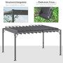 Voir la diapositive 6 : OUTSUNNY Pergola lames orientables dim. 3,9L x 2,95l x 2,13H m structure alu. acier époxy polyester gris