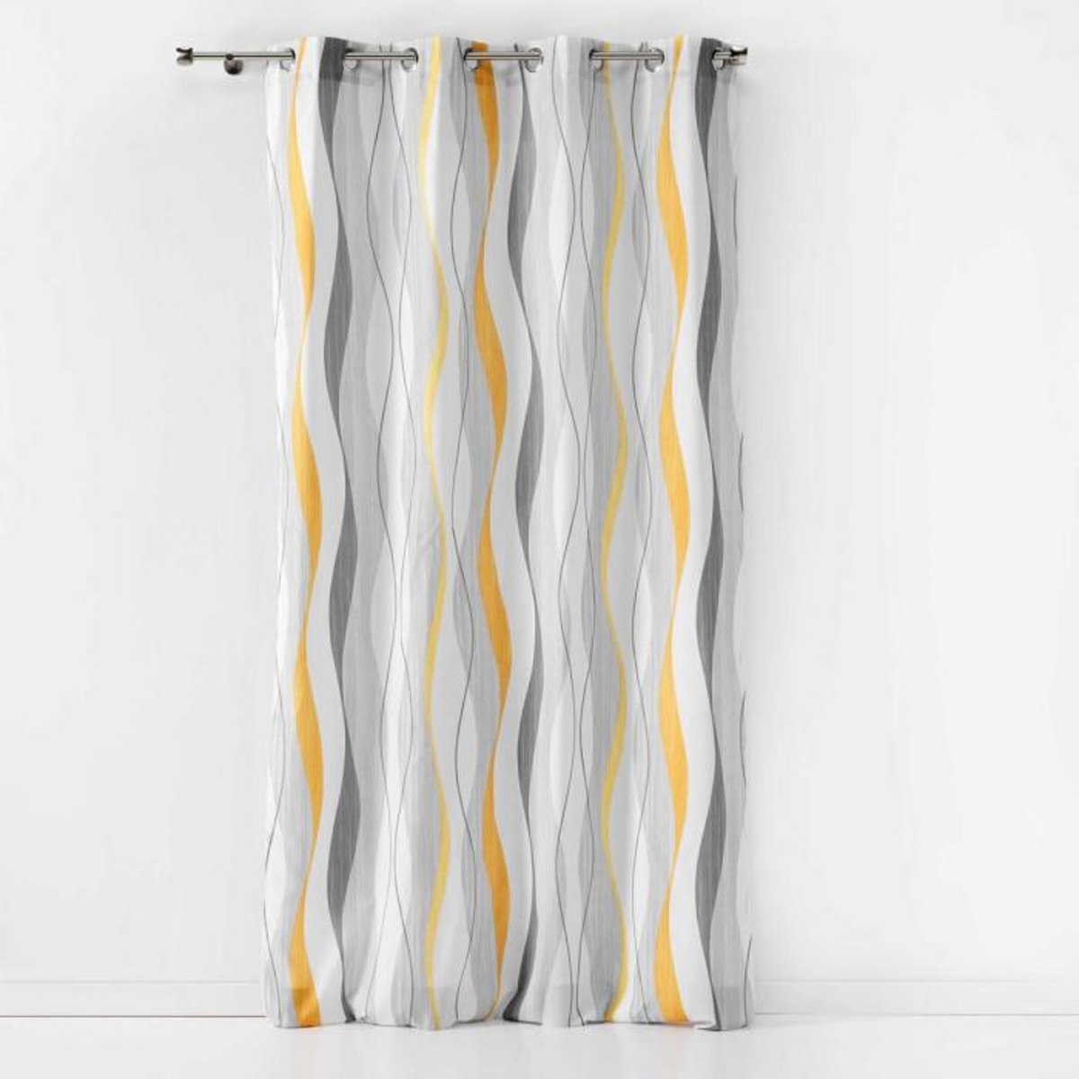 Paris Prix Rideau à Œillets  Ondulys  140x260cm Jaune & Blanc