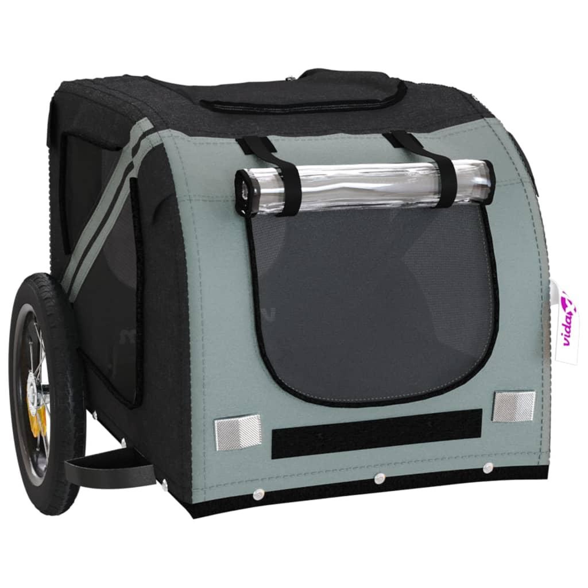 Voir la diapositive 5 : VIDAXL Remorque de velo pour animaux de compagnie gris et noir