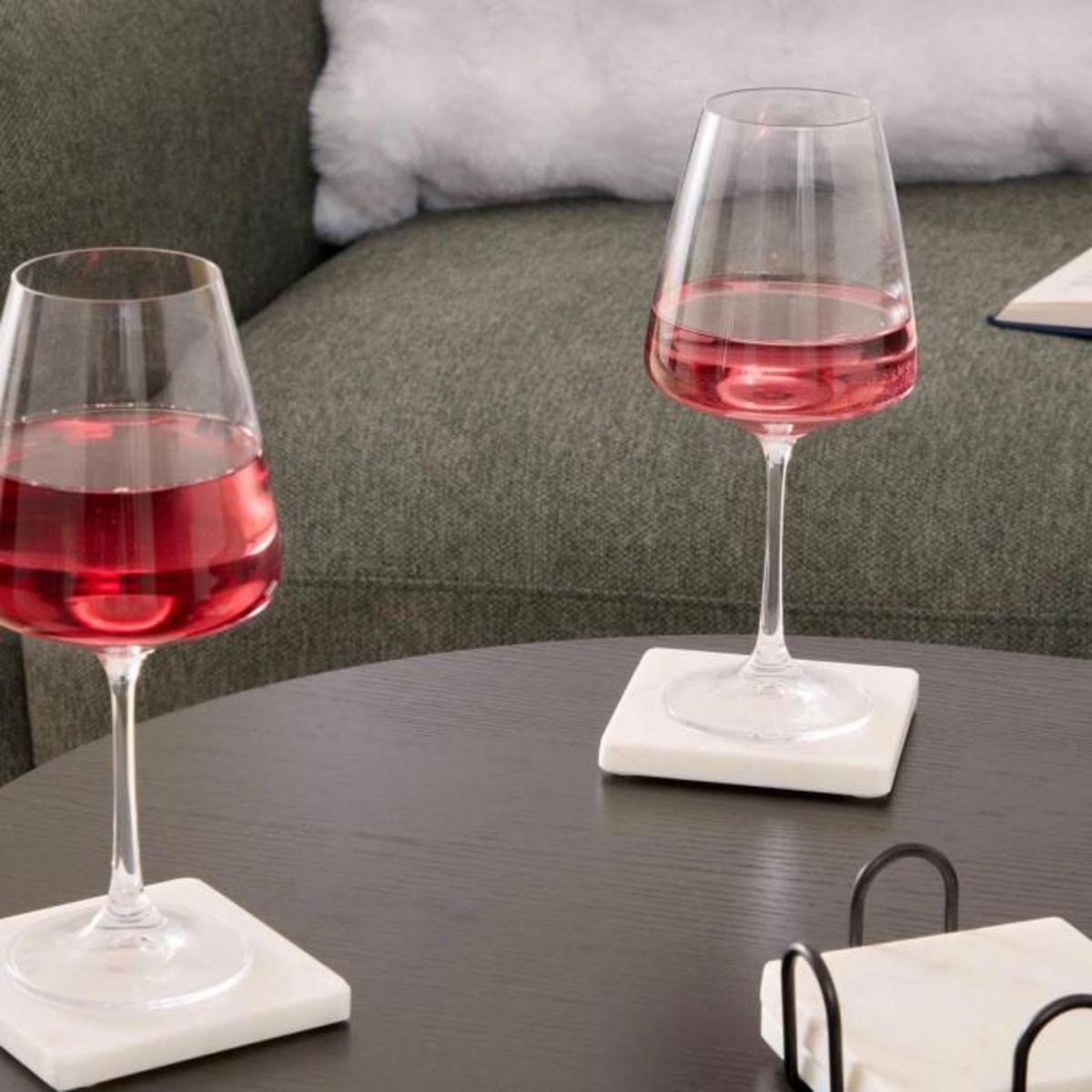 SECRET DE GOURMET Lot de 4 Dessous de Verre en Marbre  Morris  10cm Blanc