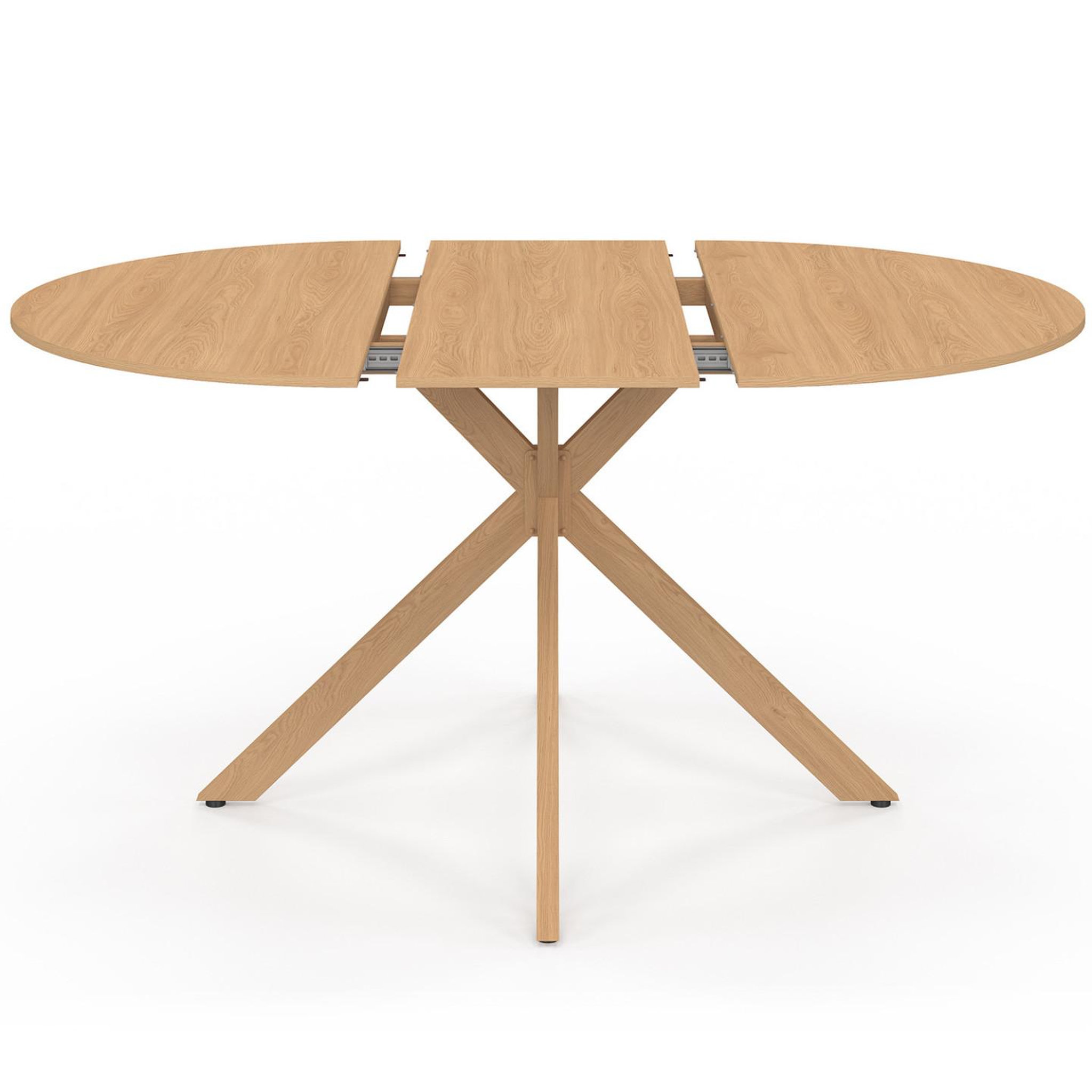 Voir la diapositive 3 : ID MARKET Table à manger extensible ronde alix 4-8 personnes pied araignée bois effet hêtre 110-150 cm