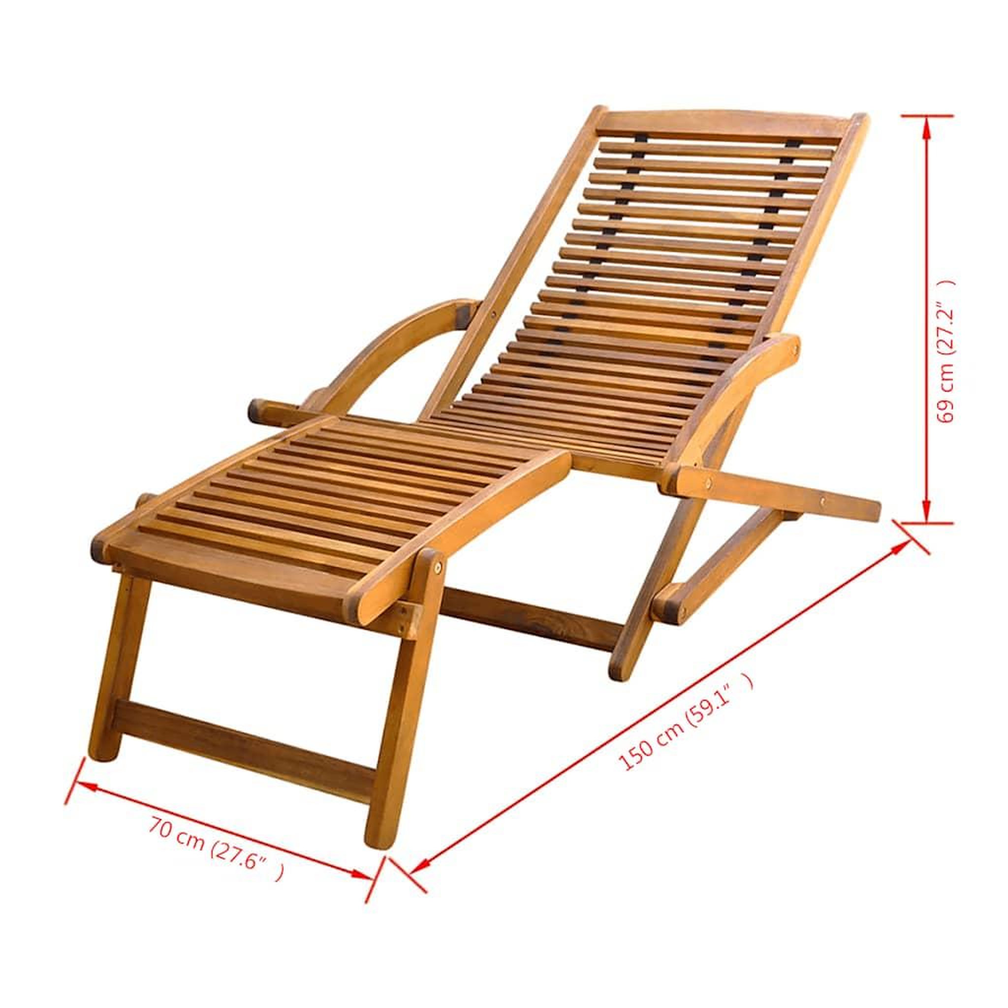 Voir la diapositive 6 : VIDAXL Chaise de terrasse avec repose-pied bois d'acacia solide