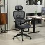 Voir la diapositive 2 : HOMCOM Fauteuil de bureau ergonomique grand confort entièrement réglable tissu maille noir