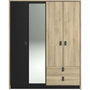 Voir la diapositive 1 : PARISOT Armoire - Chene / Noir - 4 portes 2 tiroirs - 162 x 52,1 x 199,2 cm - PARISOT
