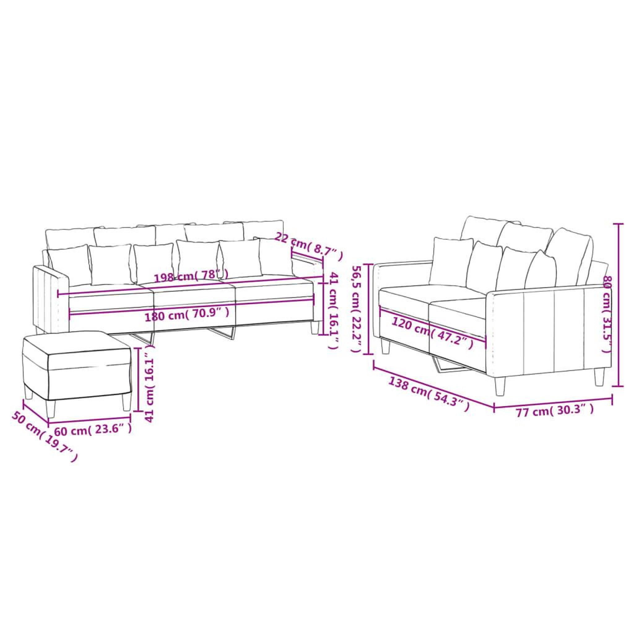 Voir la diapositive 6 : VIDAXL Ensemble de canapes 3 pcs avec coussins Gris fonce Velours