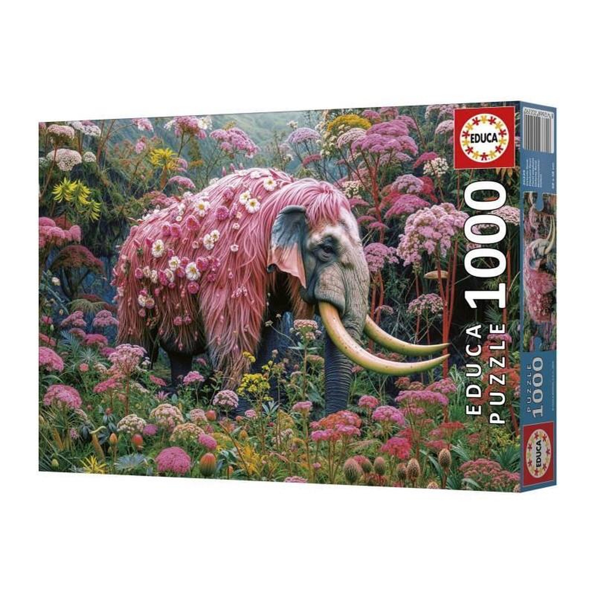 Voir la diapositive 3 : EDUCA Puzzle 1000 pièces – Éléphant fleuri – Illustration animale et florale – 48 x 68 cm – Adulte – Educa
