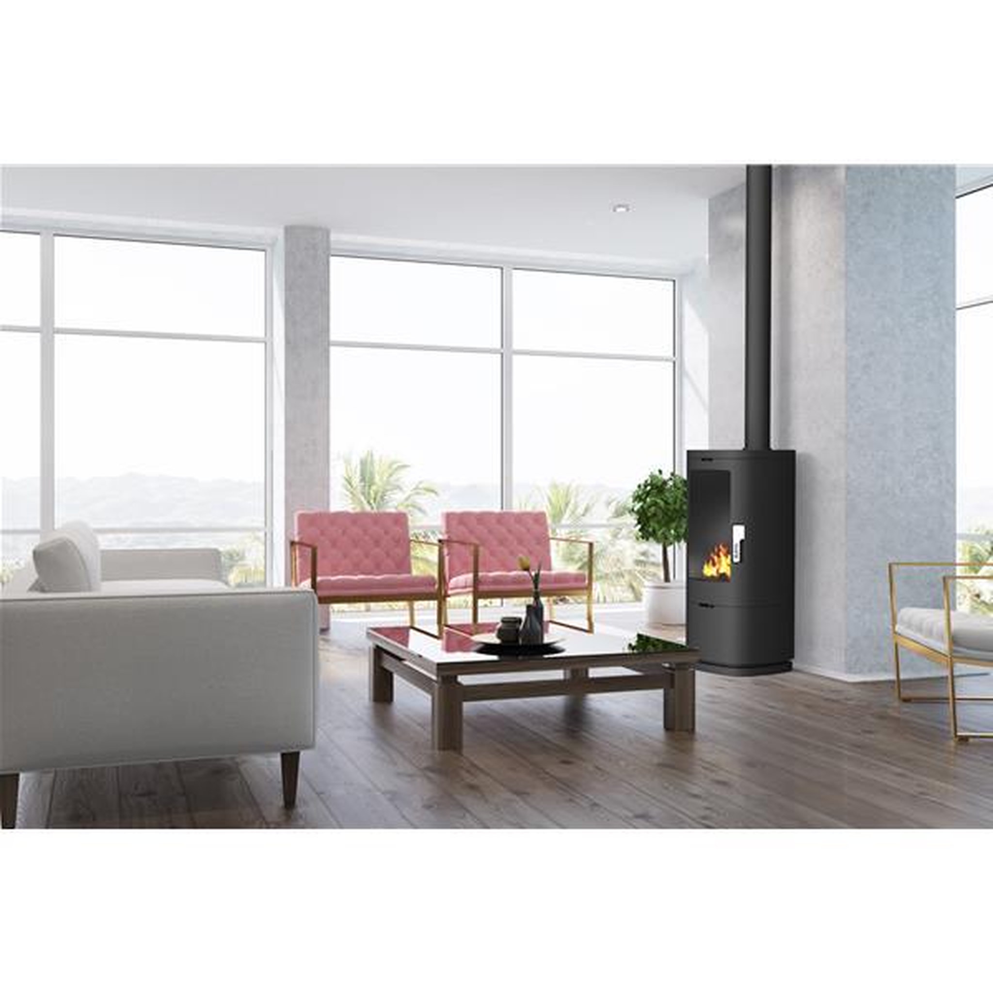 Voir la diapositive 3 : Supra Poêle à bois fonte 11.5kw maonie noir - FR9016180B